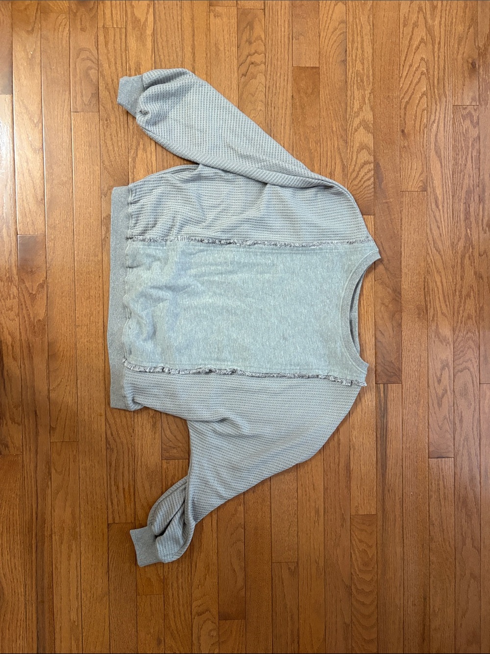 Light Gray Women's Waffle-Knit Pullover Sweatshirt